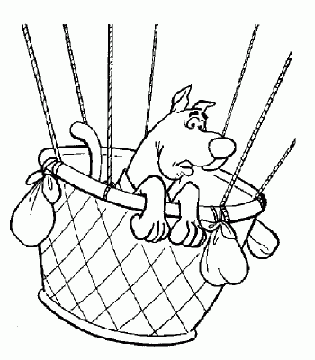 Scooby in the balloon coloring page